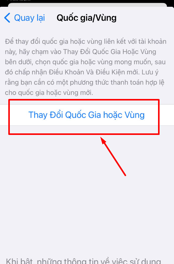 chuyển vùng quốc gia app store