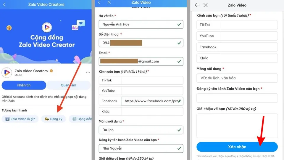 Cách tạo tài khoản Zalo Video Creator